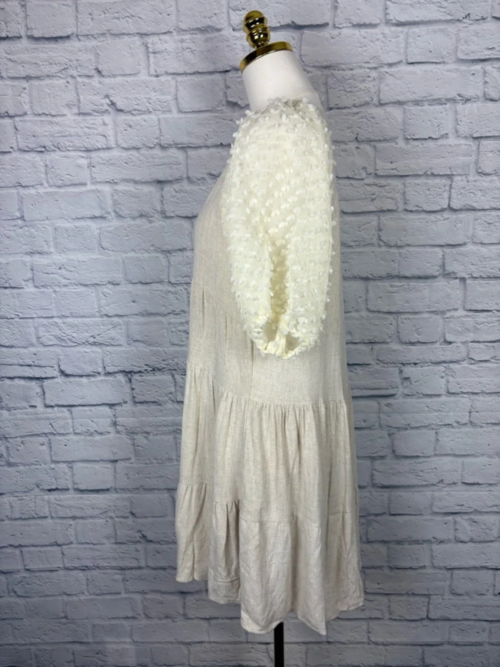 Umgee linen puff sleeve dress size S - Picture 4 of 7
